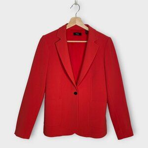 Theory Gabrielle Modern Fit Crepe Blazer Jacket Sz 4 One Button Orange Red